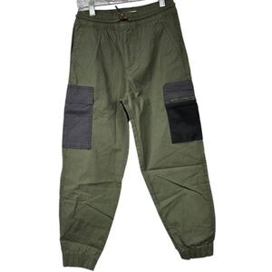 Levi Strauss Boys Cargo Jogger Pull On Pants Olive Green Outdoor Activewear UPF